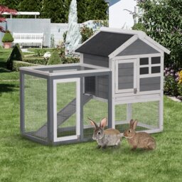 PawHut 2 Tier Wooden Guinea Pigs Hutches Guinea Pig Cage Rabbit Cage Pull Out Tray W/ Ramp 122 x 62.6 x 92 cm - Aosom UK - thumbnail 1
