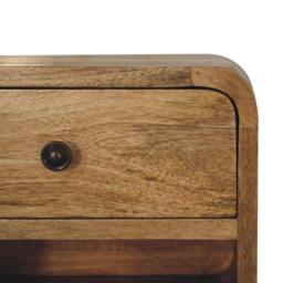 Solid Wood Mini Floating Bedside with Drawer and Open Shelf, Space-Saving Desk with Sturdy Steel Frame, 25L x 30W x 25H cm, Brown - Aosom UK - thumbnail 5