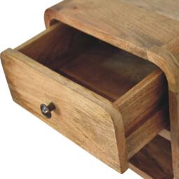 Solid Wood Mini Floating Bedside with Drawer and Open Shelf, Space-Saving Desk with Sturdy Steel Frame, 25L x 30W x 25H cm, Brown - Aosom UK - thumbnail 7