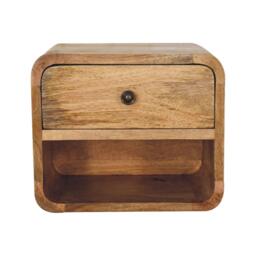 Solid Wood Mini Floating Bedside with Drawer and Open Shelf, Space-Saving Desk with Sturdy Steel Frame, 25L x 30W x 25H cm, Brown - Aosom UK - thumbnail 2