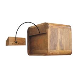 Solid Wood Mini Floating Bedside with Drawer and Open Shelf, Space-Saving Desk with Sturdy Steel Frame, 25L x 30W x 25H cm, Brown - Aosom UK - thumbnail 4