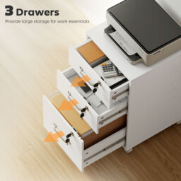 HOMCOM Three Drawer Wood-Effect Filing Cabinet - White - thumbnail 4