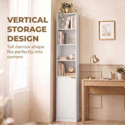 HOMCOM Bookcase Adjustable Shelf Bookshelf Anti-Tip Hardware 6-Tier Storage Cabinet White Wood Effect - thumbnail 5