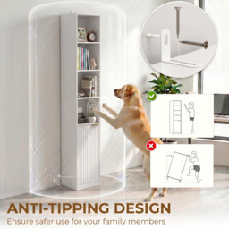 HOMCOM Bookcase Adjustable Shelf Bookshelf Anti-Tip Hardware 6-Tier Storage Cabinet White Wood Effect - thumbnail 7