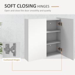 kleankin Bathroom Mirror Cabinet: Wall-Mounted with Adjustable Shelf, High Gloss White - Aosom UK - thumbnail 9