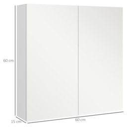 kleankin Bathroom Mirror Cabinet: Wall-Mounted with Adjustable Shelf, High Gloss White - Aosom UK - thumbnail 5