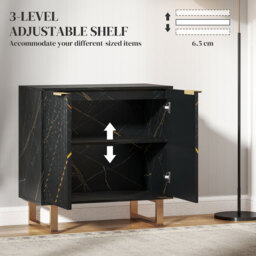 HOMCOM Elegant Storage Sideboard - Black/Gold-Tone - thumbnail 5