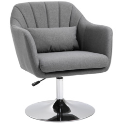 HOMCOM Swivel Accent Chair, Anti-Cat-Scratch Vanity Armchair with Adjustable Height Thick Cushion Lumbar Support Armrest for Bedroom - Aosom UK - thumbnail 1