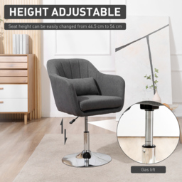 HOMCOM Swivel Accent Chair, Anti-Cat-Scratch Vanity Armchair with Adjustable Height Thick Cushion Lumbar Support Armrest for Bedroom - Aosom UK - thumbnail 4