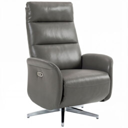 HOMCOM Power Recliner Chair, Swivel Electric Reclining Chair with Type C+USB, Recliner Armchair with Footrest, Dark Grey - thumbnail 1