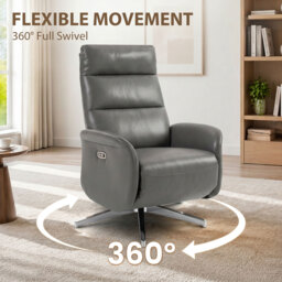HOMCOM Power Recliner Chair, Swivel Electric Reclining Chair with Type C+USB, Recliner Armchair with Footrest, Dark Grey - thumbnail 5