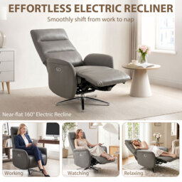 HOMCOM Power Recliner Chair, Swivel Electric Reclining Chair with Type C+USB, Recliner Armchair with Footrest, Dark Grey - thumbnail 4