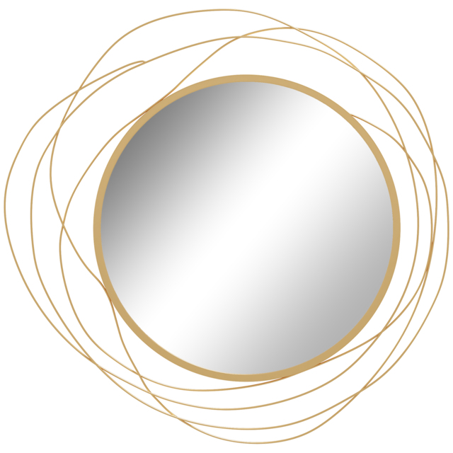 HOMCOM Abstract Metal Wire Wall Mirror, with Accessories - Gold Tone - Aosom UK - image 1