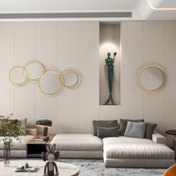 HOMCOM Abstract Metal Wire Wall Mirror, with Accessories - Gold Tone - Aosom UK - thumbnail 8
