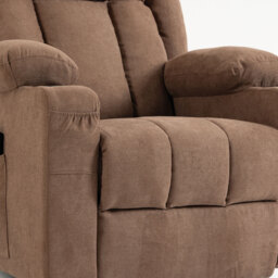 HOMCOM Dual Motor Riser Recliner Chair, 55° Electric Lift Chair for Elderly, Recliner Armchair with Massage and Heat, Brown - Aosom UK - thumbnail 6
