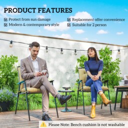 Outsunny Set of Two Outdoor Seat Cushions - Khaki - thumbnail 5