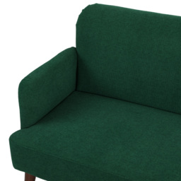 HOMCOM Velvet Feel Fabric 2 Seater Sofa, Small Sofa Loveseat with 21cm Thick Padding and Wood Legs, Dark Green - thumbnail 7