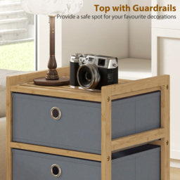 HOMCOM Chest of Drawers, 5 Fabric Drawers Narrow Dresser with Bamboo Frame, Light Grey - thumbnail 5