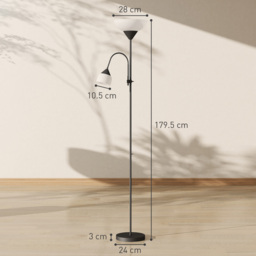 HOMCOM LED Floor Lamp for Living Room, 180cm Tall Standing Lamp, Mother and Child Uplighter with Adjustable Gooseneck, 3000K/4500K/6500K Colour Temperatures, Black - thumbnail 3