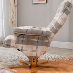 HOMCOM Linen Swivel Recliner Chair with Footstool, Wooden Base, Cat Scratch Resistant, Multicolour - Aosom UK - thumbnail 8