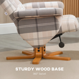 HOMCOM Linen Swivel Recliner Chair with Footstool, Wooden Base, Cat Scratch Resistant, Multicolour - Aosom UK - thumbnail 7