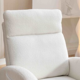 Modern Single Sofa Bed Chair with Solid Wood Legs and Soft Padded Seat, Upholstered Nursery Glider Rocker for Lounge Room & Bedroom, 88x71x104.5 cm, Beige - Aosom UK - thumbnail 6