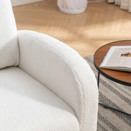 Modern Single Sofa Bed Chair with Solid Wood Legs and Soft Padded Seat, Upholstered Nursery Glider Rocker for Lounge Room & Bedroom, 88x71x104.5 cm, Beige - Aosom UK - thumbnail 7