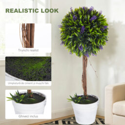 HOMCOM Artificial Lavender Topiary Balls Set of 2: Decorative Faux Plants in Pots for Indoor Outdoor Ambience, 60cm. - Aosom UK - thumbnail 4