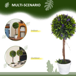 HOMCOM Artificial Lavender Topiary Balls Set of 2: Decorative Faux Plants in Pots for Indoor Outdoor Ambience, 60cm. - Aosom UK - thumbnail 5