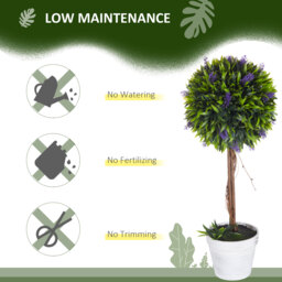 HOMCOM Artificial Lavender Topiary Balls Set of 2: Decorative Faux Plants in Pots for Indoor Outdoor Ambience, 60cm. - Aosom UK - thumbnail 6