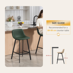 HOMCOM Bar Stools Set of 2, PU Leather Dining Stools with Backrest, Footrest, for Kitchen, Counter, Breakfast Bar, Green - thumbnail 7
