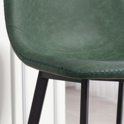 HOMCOM Bar Stools Set of 2, PU Leather Dining Stools with Backrest, Footrest, for Kitchen, Counter, Breakfast Bar, Green - thumbnail 9