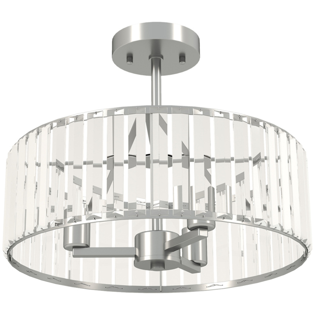 HOMCOM Crystal Ceiling Light Fixture, Semi Flush Mount Modern Crystal Chandelier Ceiling Light for Living Room, Bedroom, Hallway,  Dining Room, E14 Base 3-Lights, Silver Tone - image 1
