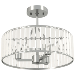 HOMCOM Crystal Ceiling Light Fixture, Semi Flush Mount Modern Crystal Chandelier Ceiling Light for Living Room, Bedroom, Hallway,  Dining Room, E14 Base 3-Lights, Silver Tone - thumbnail 1