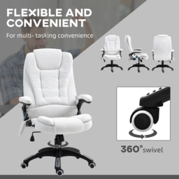Vinsetto Massage Office Chair w/ 6 Heated Vibration Points, Executive Office Chair w/ Scratch Resistant Fabric 360°, Swivel Wheels, Cream White - Aosom UK - thumbnail 8