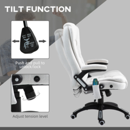 Vinsetto Massage Office Chair w/ 6 Heated Vibration Points, Executive Office Chair w/ Scratch Resistant Fabric 360°, Swivel Wheels, Cream White - Aosom UK - thumbnail 6