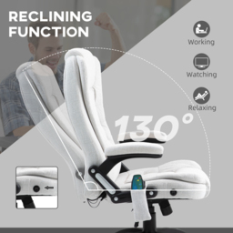 Vinsetto Massage Office Chair w/ 6 Heated Vibration Points, Executive Office Chair w/ Scratch Resistant Fabric 360°, Swivel Wheels, Cream White - Aosom UK - thumbnail 7