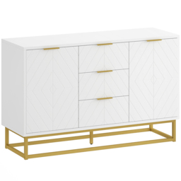 HOMCOM Modern Storage Cabinet Freestanding Cupboard with 3 Drawers for Dining Room, Living Room, White - Aosom UK