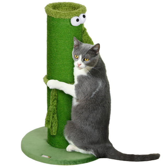 PawHut 63cm Tall Cat Scratching Post for Indoor Cats with Sisal Rope Cover, Large Base - Aosom UK