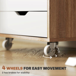 Vinsetto Five-Drawer Filing Cabinet, with Wheels - Oak Brown - Aosom UK - thumbnail 6