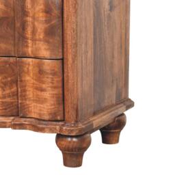 Solid Mango Wood Valencia Bedside Table with Hand-finished Surfaces, Bedside Cabinet with 3 Drawers for Storage, 40L x 55W x 63H cm, Brown - Aosom UK - thumbnail 6