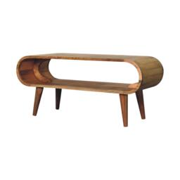 Solid Mango Wood Amaya Nordic Coffee Table with Open Slot, Handcrafted Tea Table with Clear Natural Finish, 35L x 90W x 40H cm, Brown - Aosom UK - thumbnail 8