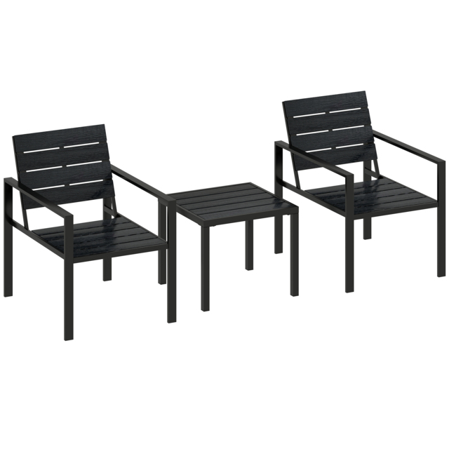 Outsunny 3 Pieces Garden Bistro Set for 2, Outdoor Bistro Table and Chairs with Metal Frame, Plastic Patio Furniture Set - image 1