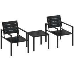 Outsunny 3 Pieces Garden Bistro Set for 2, Outdoor Bistro Table and Chairs with Metal Frame, Plastic Patio Furniture Set - thumbnail 1