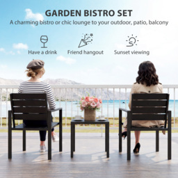 Outsunny 3 Pieces Garden Bistro Set for 2, Outdoor Bistro Table and Chairs with Metal Frame, Plastic Patio Furniture Set - thumbnail 4
