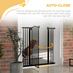PawHut Dog Gate Baby Gates for Dogs Pet Gate with Metal Adjustable Frame & Double Locking System, 74-100Wcm, Black - Aosom UK - thumbnail 5
