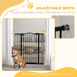 PawHut Dog Gate Baby Gates for Dogs Pet Gate with Metal Adjustable Frame & Double Locking System, 74-100Wcm, Black - Aosom UK - thumbnail 7