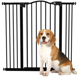 PawHut Dog Gate Baby Gates for Dogs Pet Gate with Metal Adjustable Frame & Double Locking System, 74-100Wcm, Black - Aosom UK