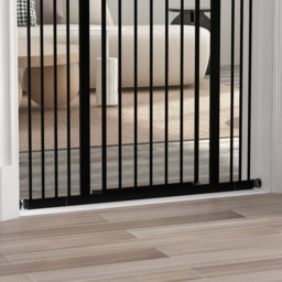 PawHut Dog Gate Baby Gates for Dogs Pet Gate with Metal Adjustable Frame & Double Locking System, 74-100Wcm, Black - Aosom UK - thumbnail 9