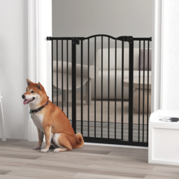 PawHut Dog Gate Baby Gates for Dogs Pet Gate with Metal Adjustable Frame & Double Locking System, 74-100Wcm, Black - Aosom UK - thumbnail 2
